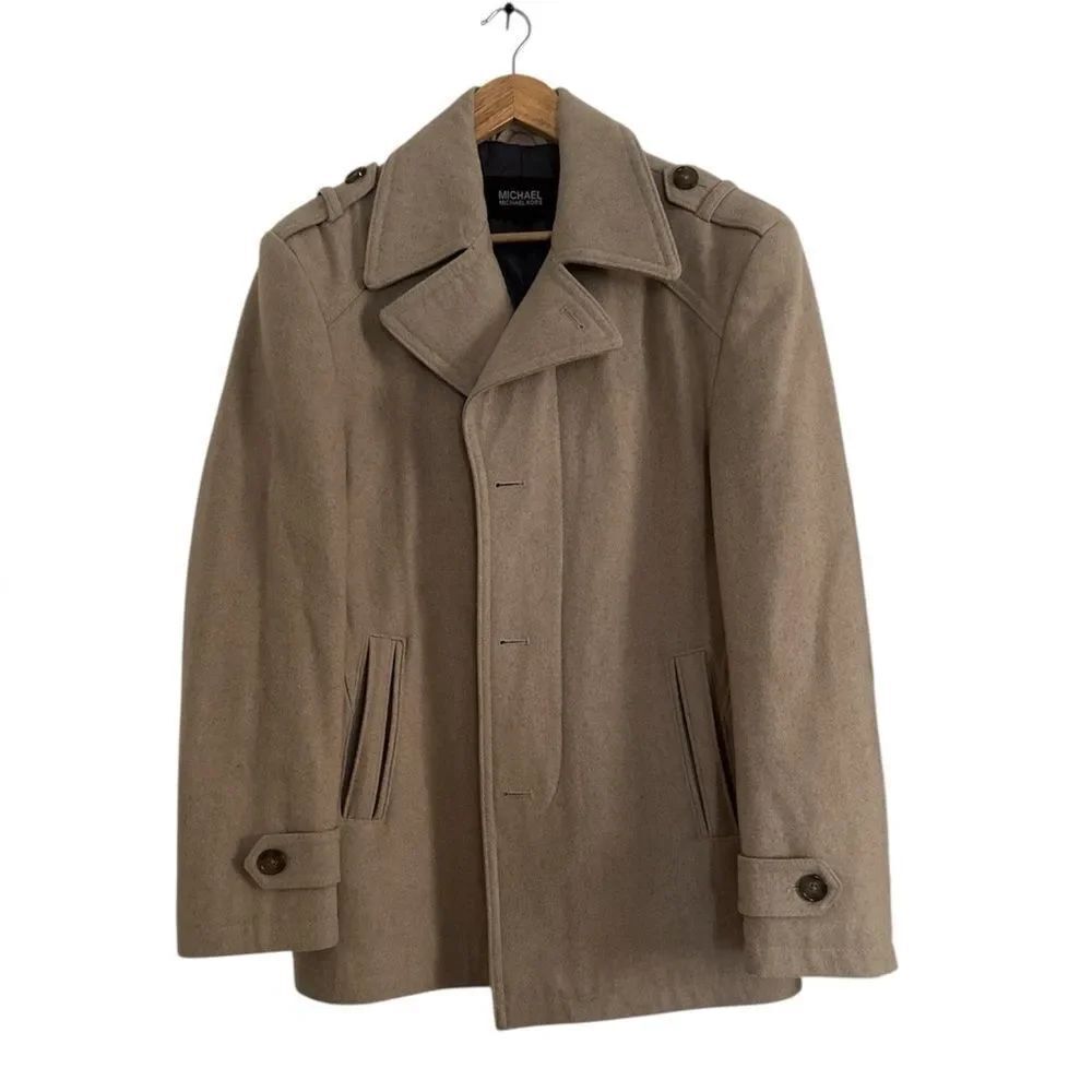 Michael Kors men's wool blend field coat in beige. EUC